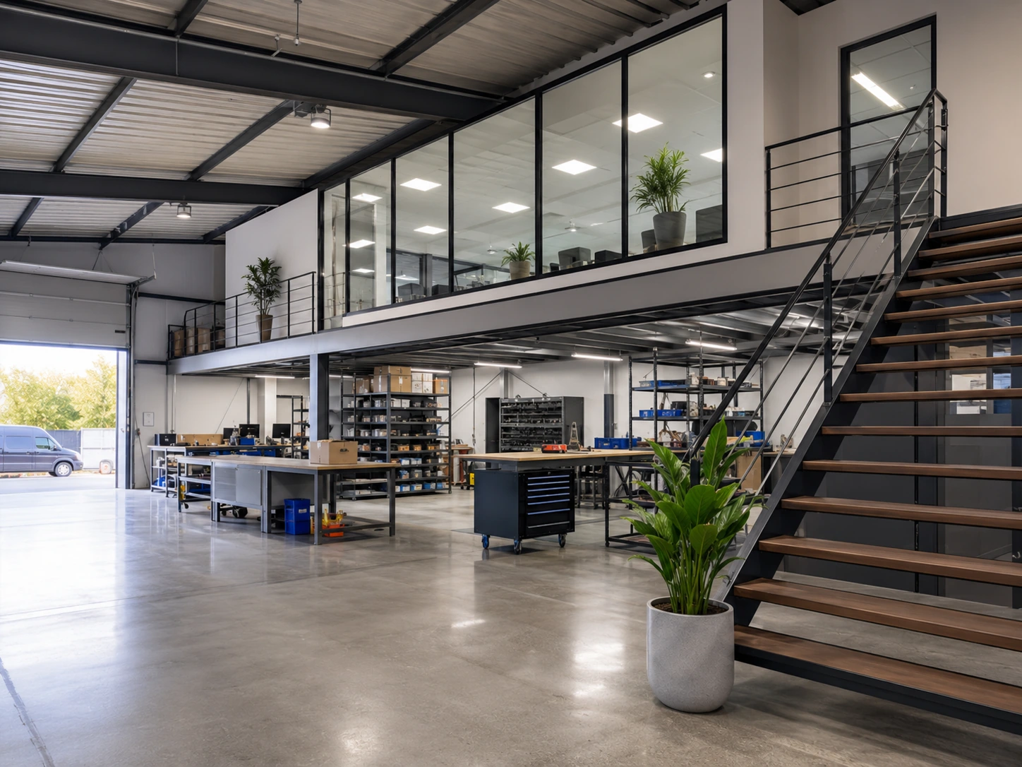 Espace de bureaux intégré à un local d’activité professionnel